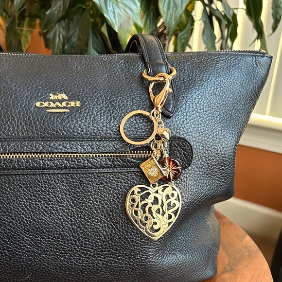 New GOLD HEART Bag Charm Topaz Bead - Picture 2 of 8